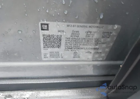 2018 Chevrolet Traverse Lt из США, поврежденный, VIN 1GNEVGKW1JJ249802